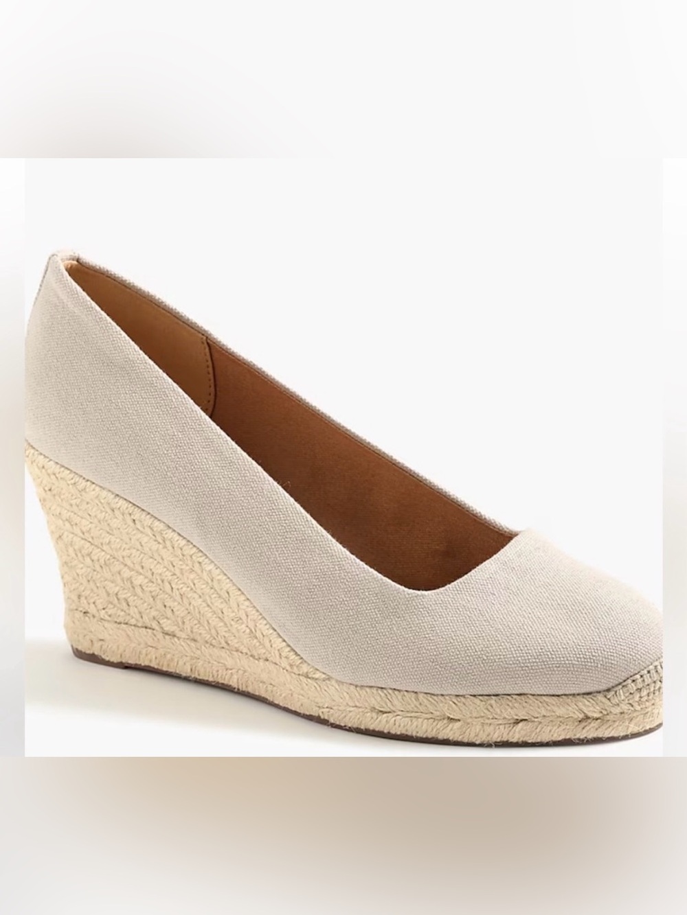 J. Crew Canvas Espadrille Wedges in Cream/Tan. Size 7 -Worn inside twice. EUC - Picture 5 of 6